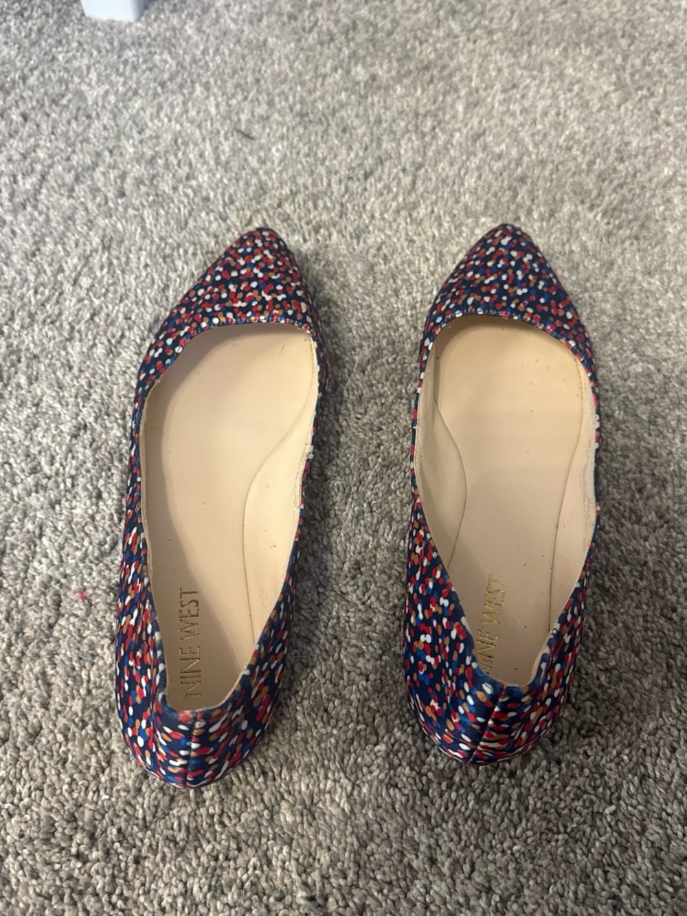 Nine West Multicolor Red/Blue/Pink Pointed-Toe Flats